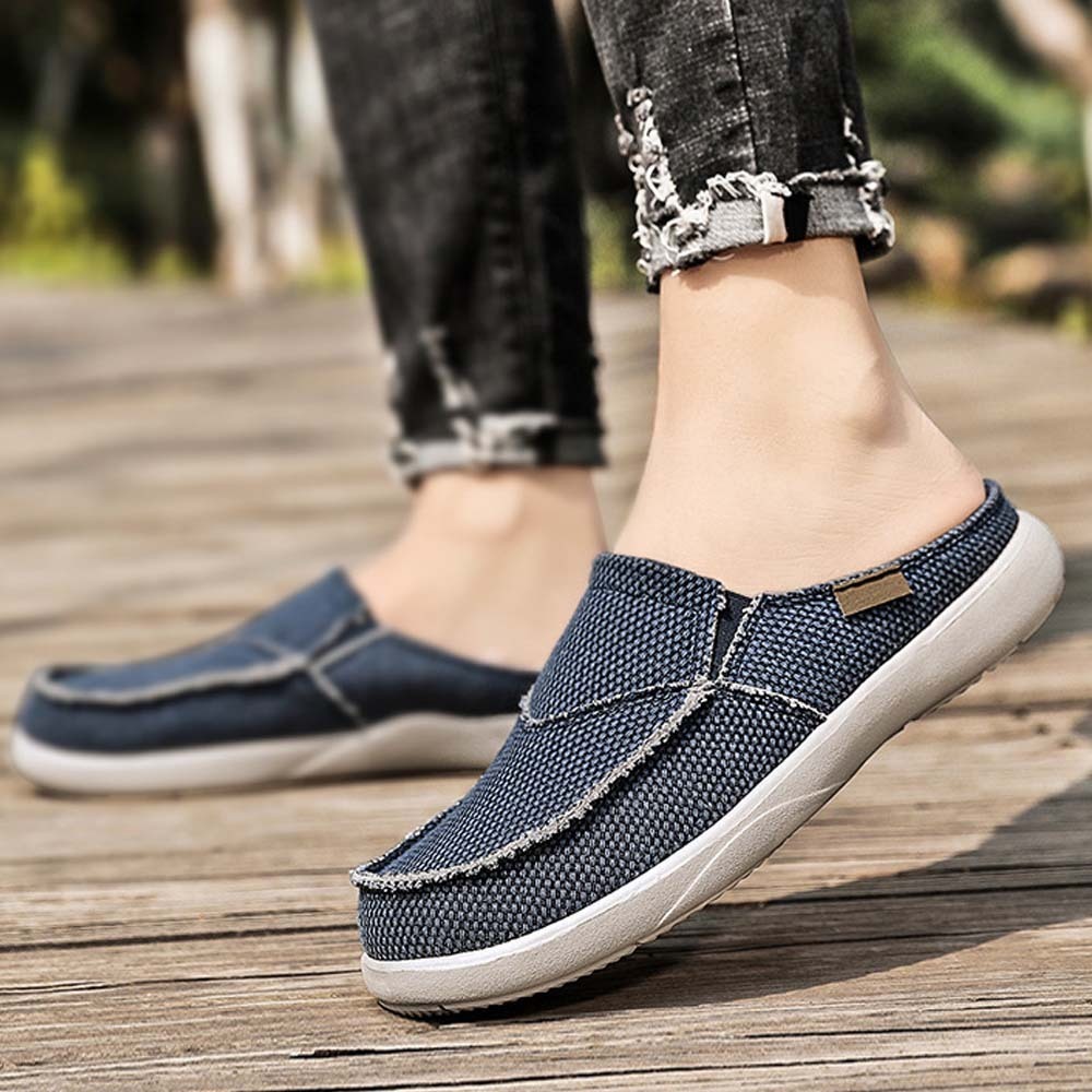 Summer New Men's Light Casual Denim Slip On Half Slippers