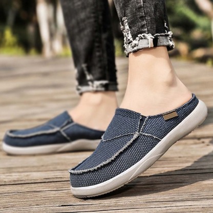 Summer New Men's Light Casual Denim Slip On Half Slippers