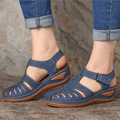 Womens Summer Hollow Closed Toe Wedge Casual Sandals