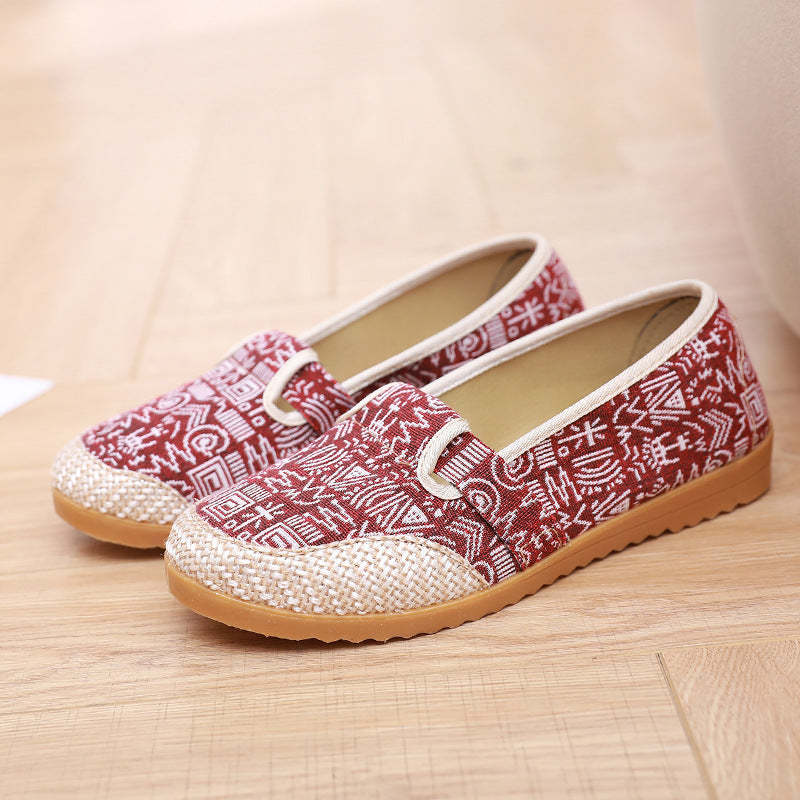 New Canvas Shoes Casual Tendon Bottom Women's Shoes Non-slip Soft Bottom Mother Shoes Slip On Single Shoes