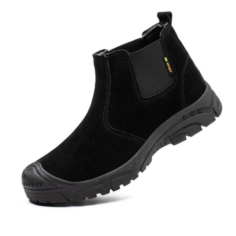Anti-smashing Men Work Ankle Boots Suede Steel Toe Orthopedic Shoes