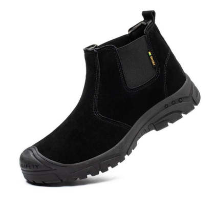 Anti-smashing Men Work Ankle Boots Suede Steel Toe Orthopedic Shoes
