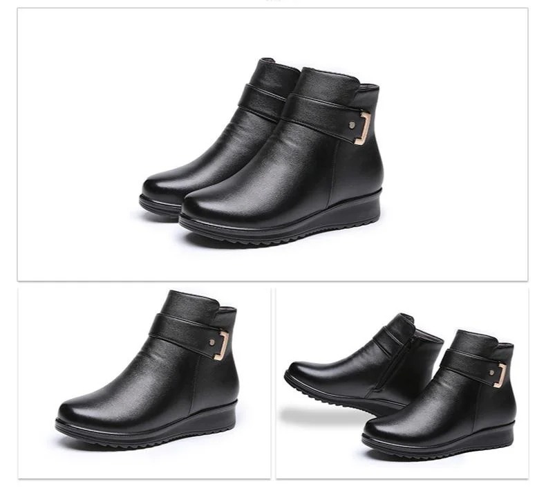 Orthopedic Women Arch Support Leather Metal Buckle Velvet Boots