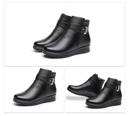 Orthopedic Women Arch Support Leather Metal Buckle Velvet Boots