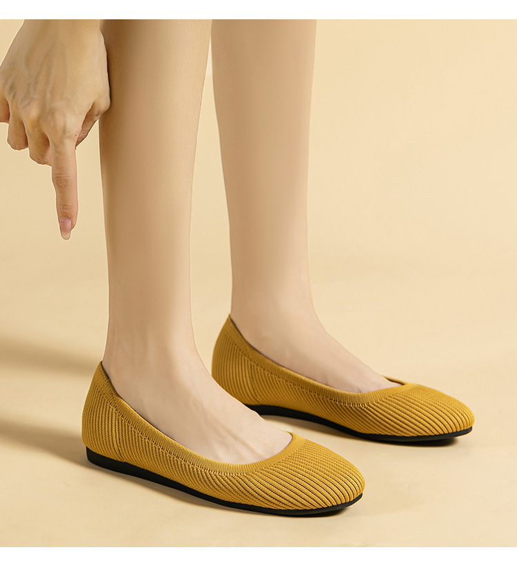 Comfort Pointed-Toe Breathable Knit Ballet Flat Shoes for Wide Feet and Bunion