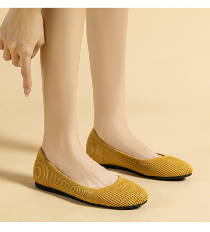 Comfort Pointed-Toe Breathable Knit Ballet Flat Shoes for Wide Feet and Bunion