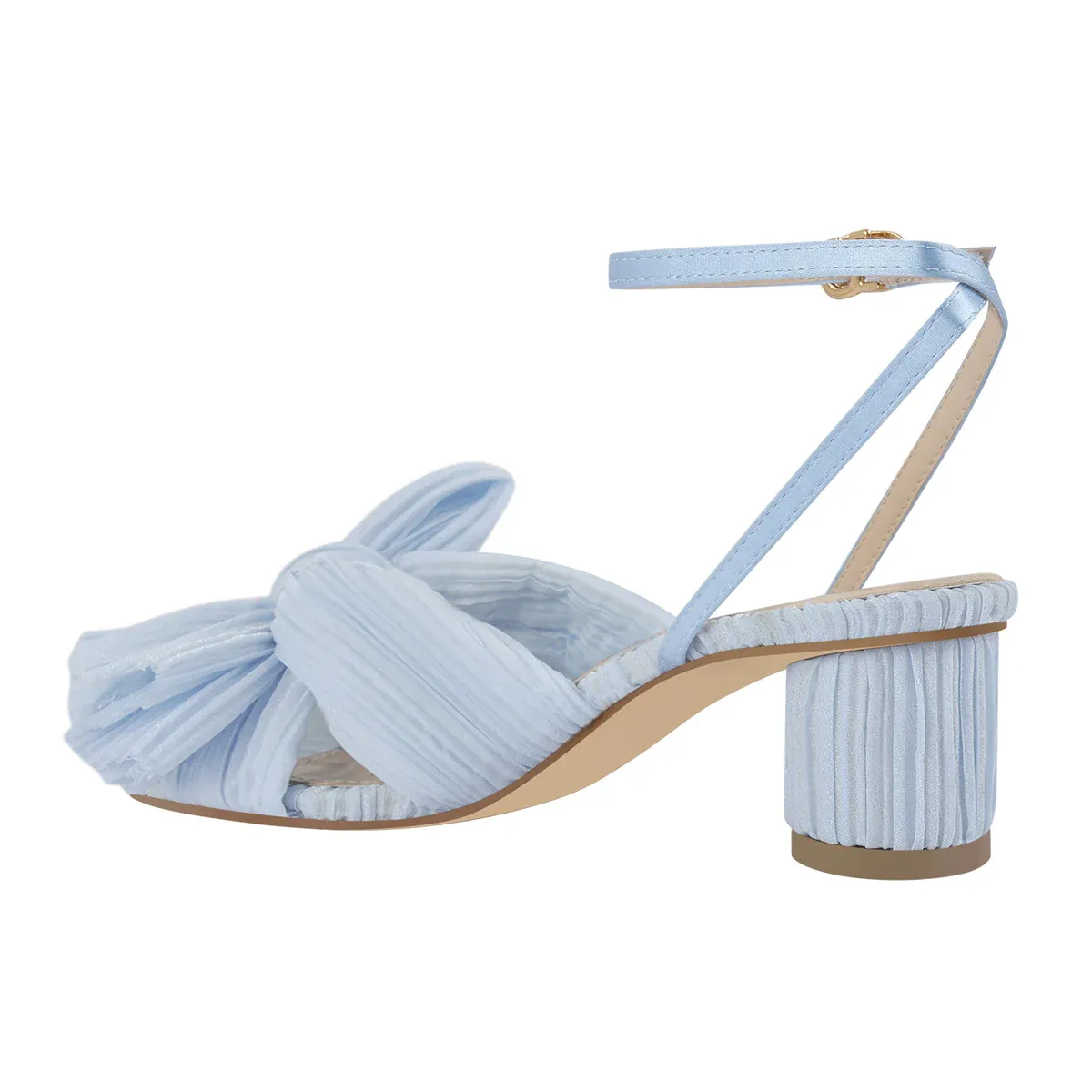 Women's Chunky Heel Pleated Bow Sandals