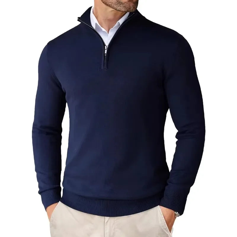 Men's Cotton Blend Zip Neck Sweater