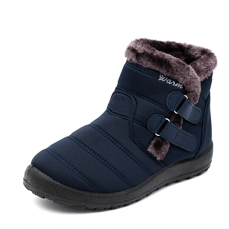 Women Waterproof Warm Plush Fleece Lining Slip On Snow Boots