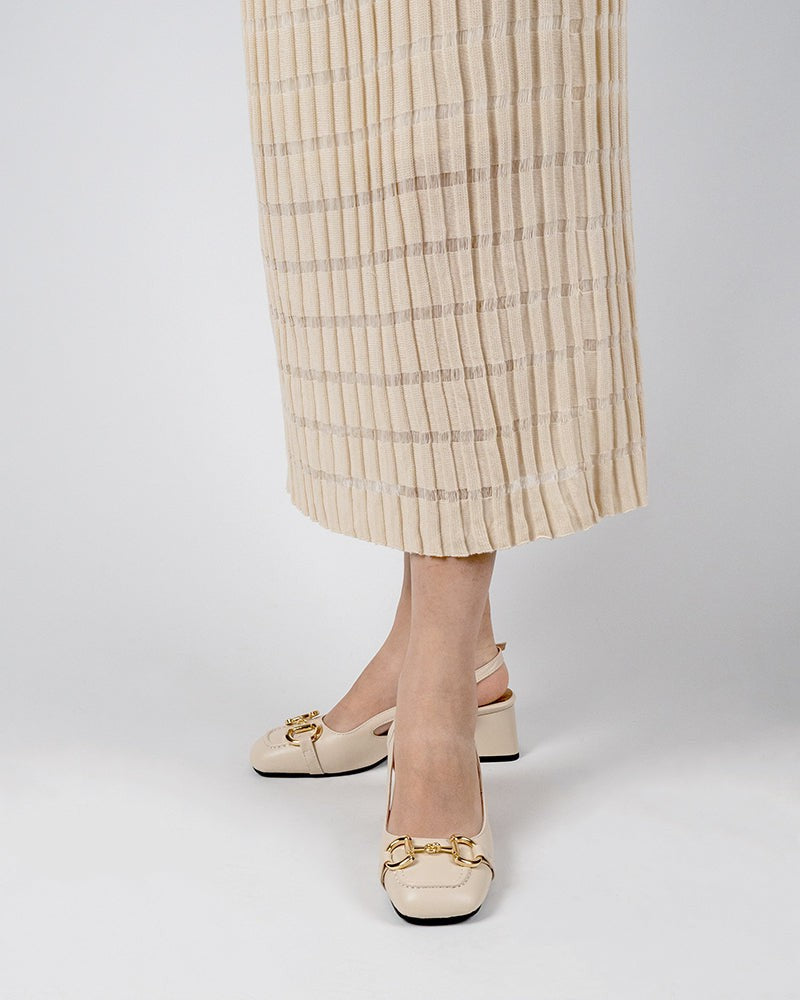 Classic Metal Buckle Slingback Low-Heel Chunky Heels Sandals