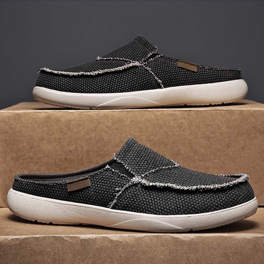 Summer New Men's Light Casual Denim Slip On Half Slippers