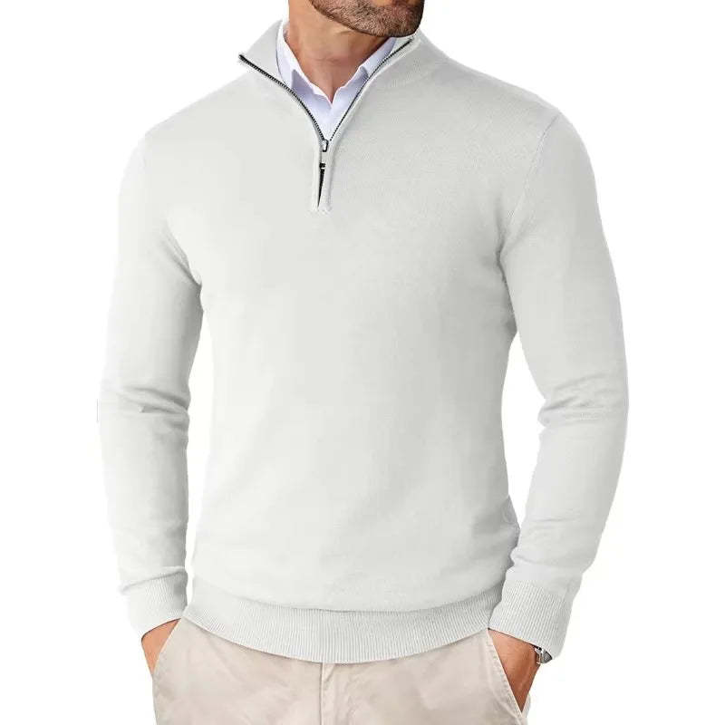 Men's Cotton Blend Zip Neck Sweater