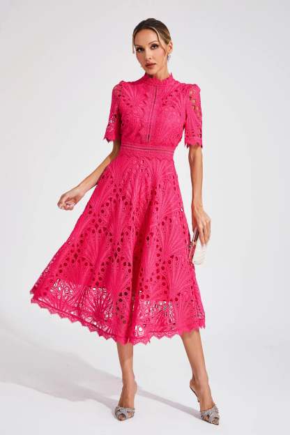 Elegant Lace Midi Dress for Women