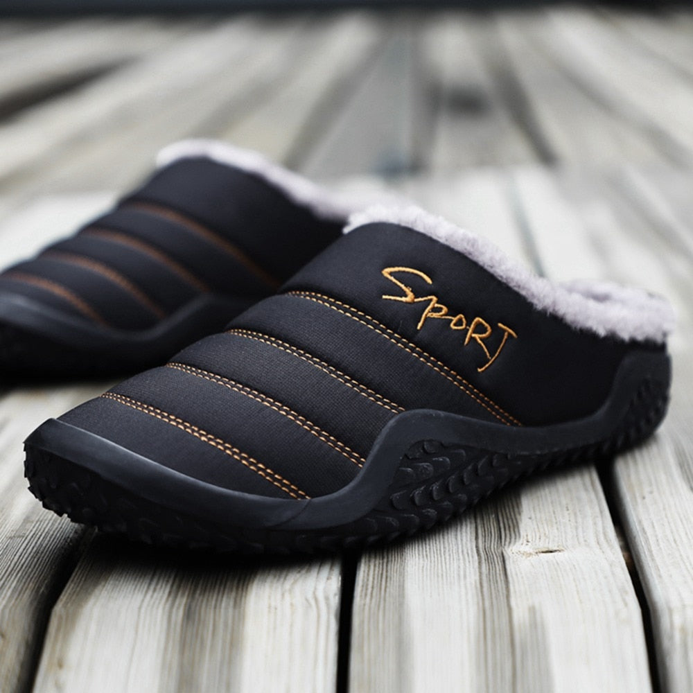 Fur Slippers For Men Warm Anti-slip Winter Shoes