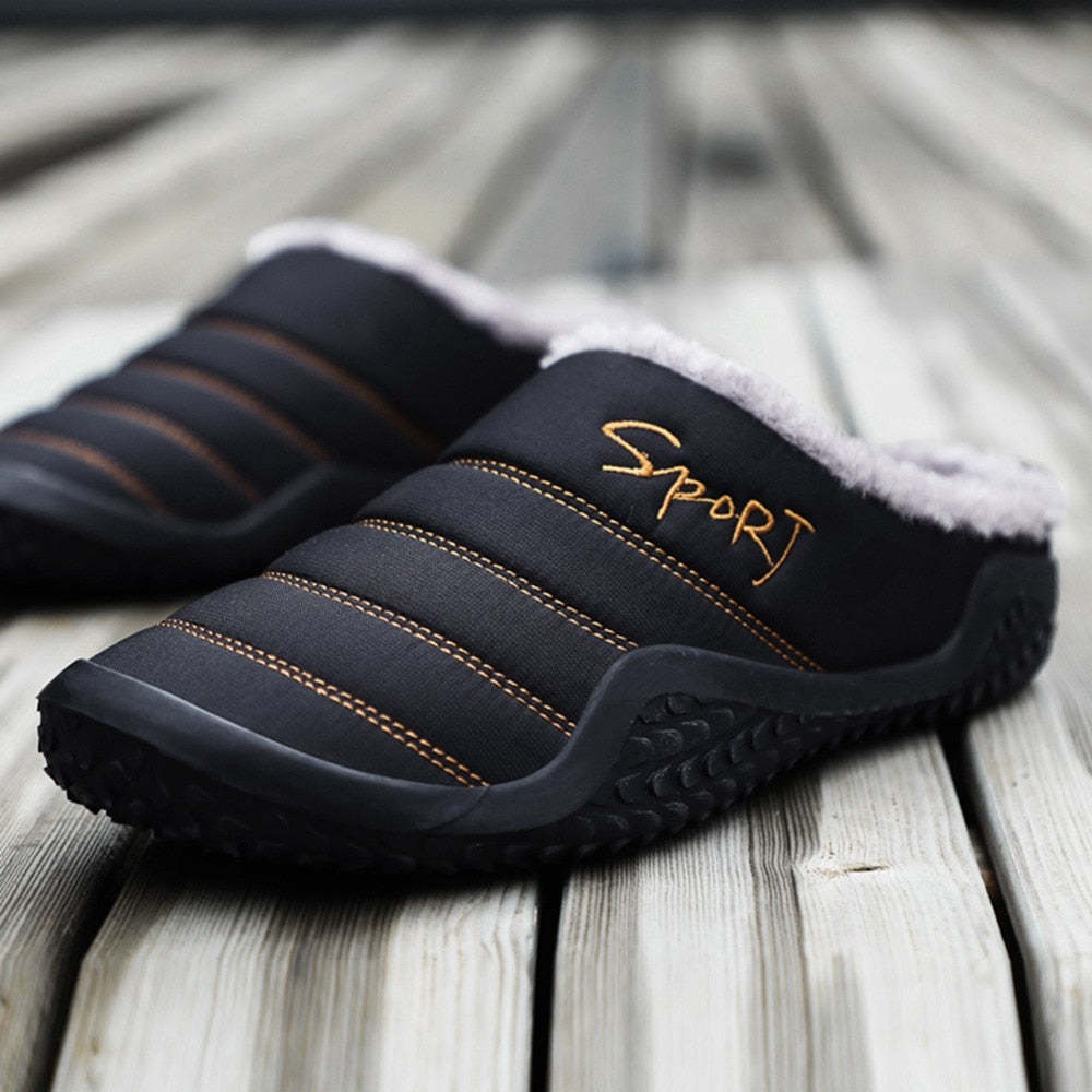 Fur Slippers For Men Warm Anti-slip Winter Shoes
