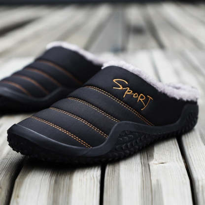 Fur Slippers For Men Warm Anti-slip Winter Shoes