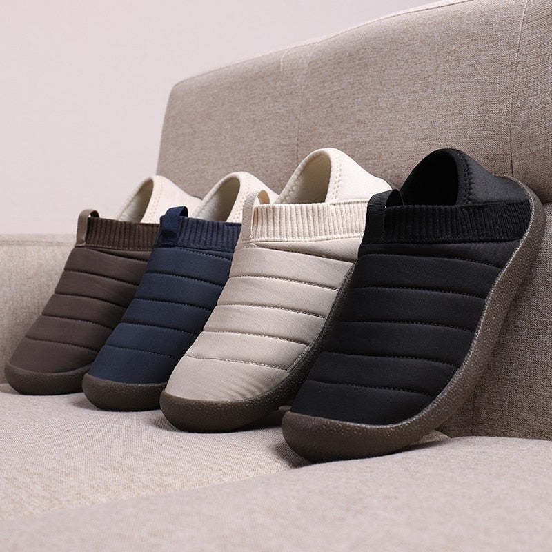 Men Fur Slippers Anti-slip Waterproof Indoor Slides