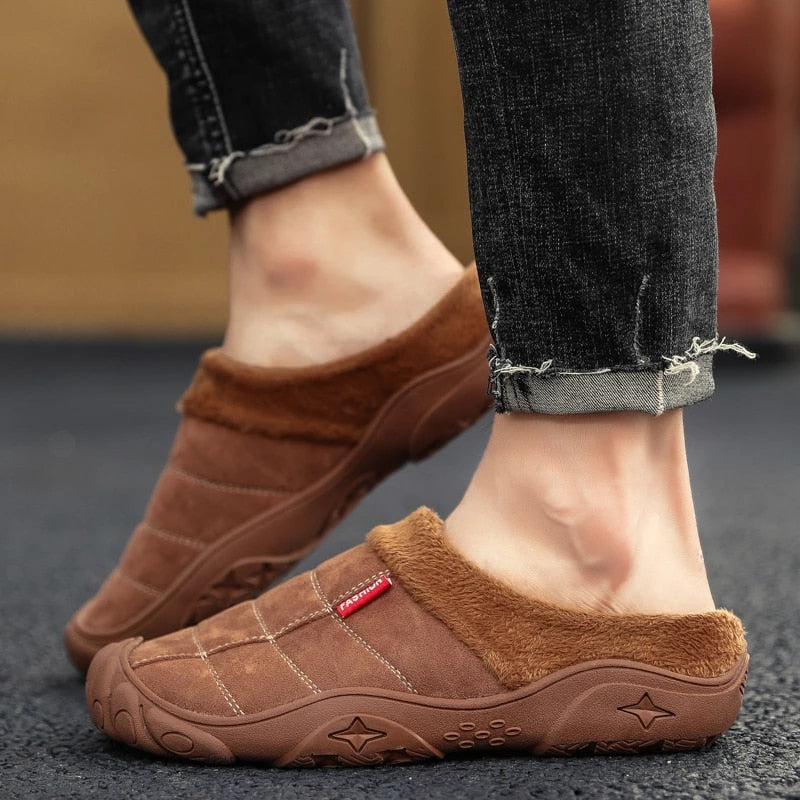Fleece Warm Slippers For Men Basic Winter Shoes