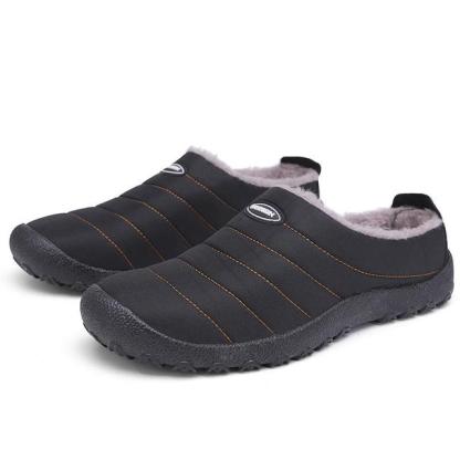 Fur Slippers For Men Waterproof Indoor And Outdoor Winter Slides
