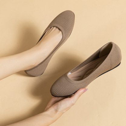 Comfort Pointed-Toe Breathable Knit Ballet Flat Shoes for Wide Feet and Bunion