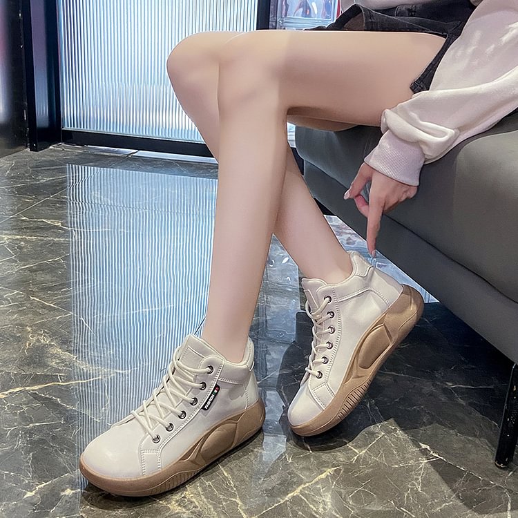 Non Slip Platform Wedge Sneakers Slip on Ankle Boots