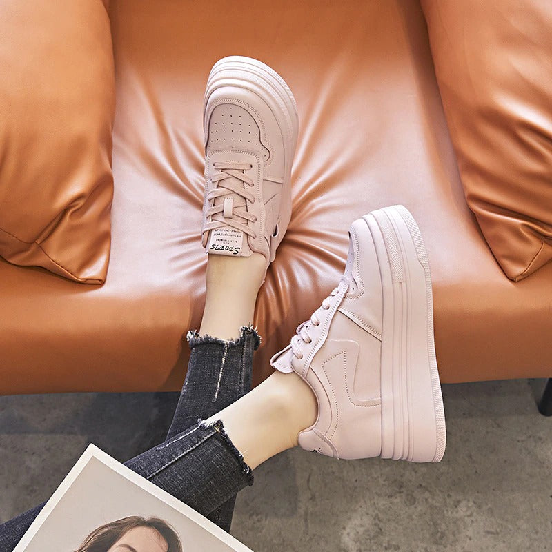 Comfy and Fancy Genuine Leather 8cm Platform Sneaker