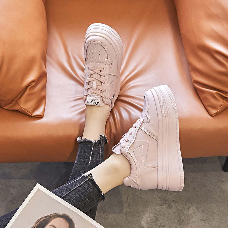 Comfy and Fancy Genuine Leather 8cm Platform Sneaker