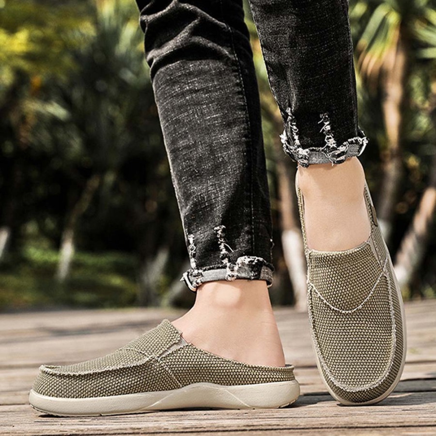 Summer New Men's Light Casual Denim Slip On Half Slippers