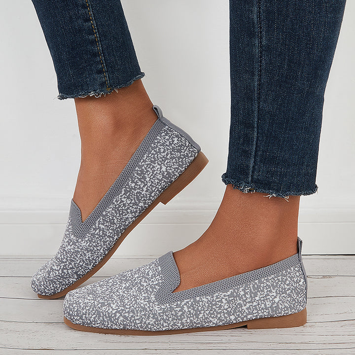 Soft Knit Slip on Flat Shoes Breathable Mesh Loafers