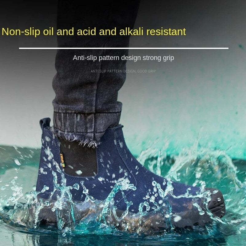 Anti-smashing Men Work Ankle Boots Suede Steel Toe Orthopedic Shoes