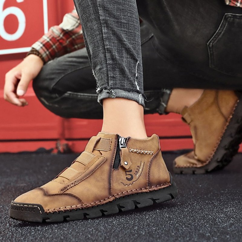 Leather Ankle Boots For Men Comfy Walking Orthopedic Shoes