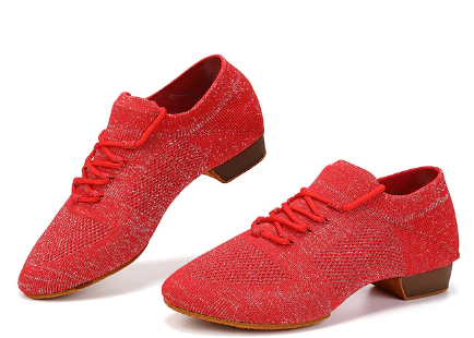 Women's Latin Dance Practice Shoes Lace-Up Closed Toe Ballroom Salsa Dance Training Beginner Shoes with Low Heel