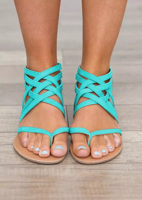 Women's Summer Cross-Tied Zipper Flat Sandals