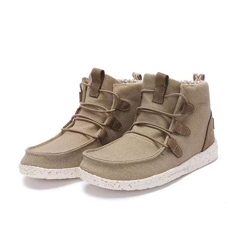 Women Warm Flat Ankle Boots Casual High Top Walking Shoes