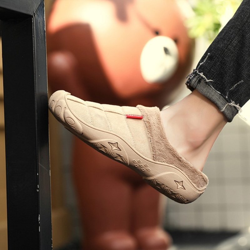 Fleece Warm Slippers For Men Basic Winter Shoes