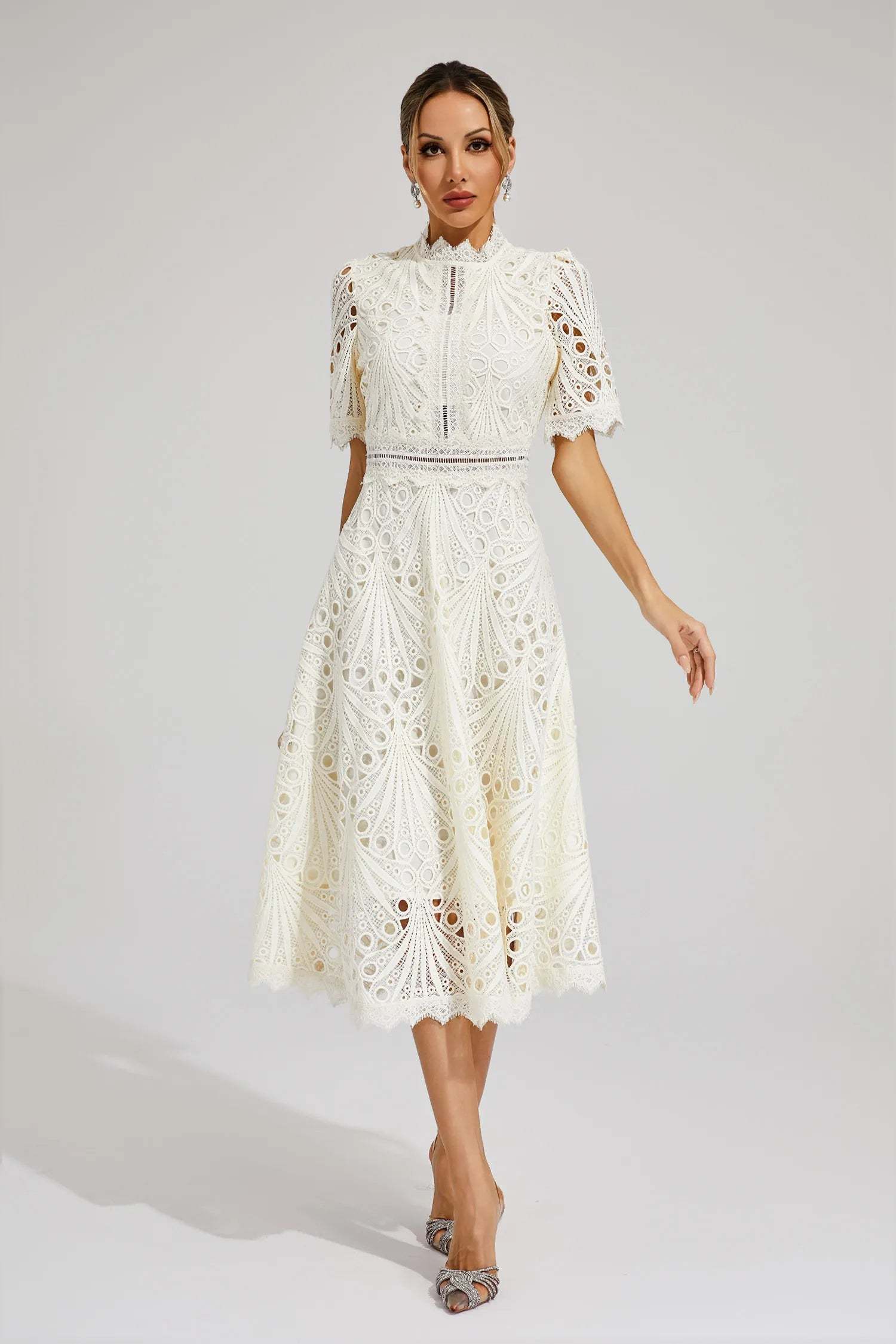 Elegant Lace Midi Dress for Women