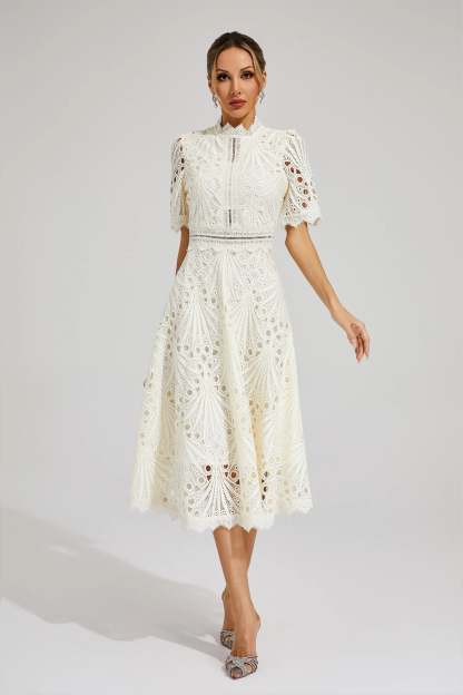 Elegant Lace Midi Dress for Women