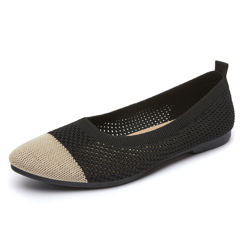 Soft-Knit Pointed Toe Knit Ballet Flat Shoes