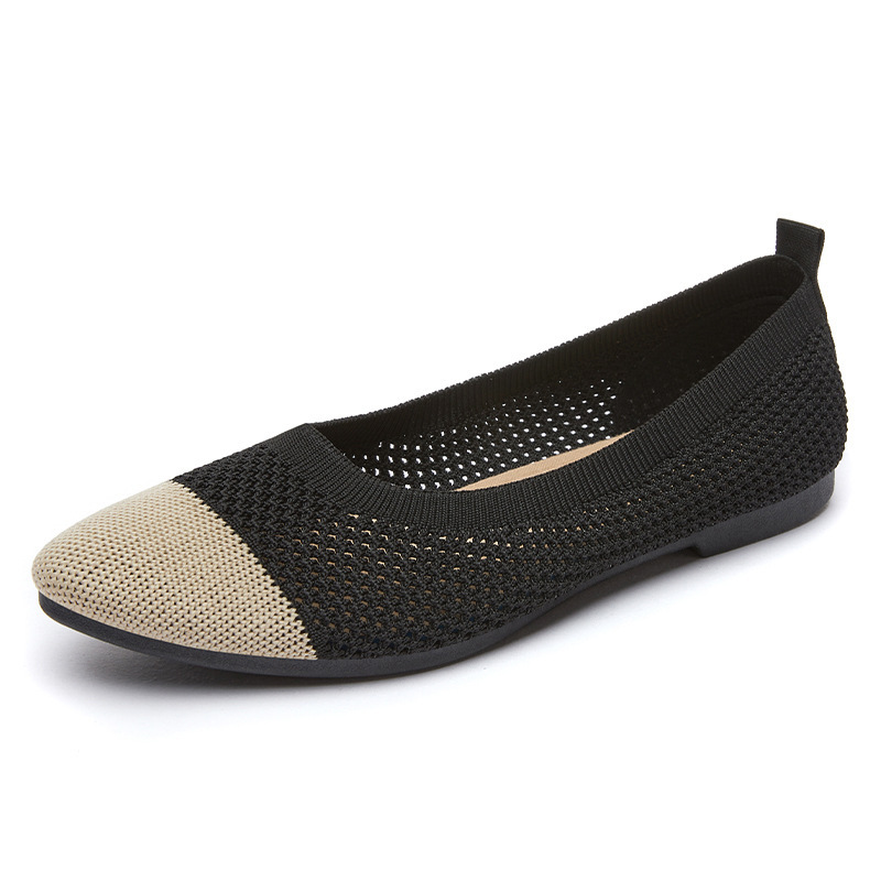 Soft-Knit Pointed Toe Knit Ballet Flat Shoes
