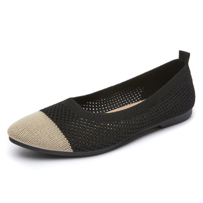 Soft-Knit Pointed Toe Knit Ballet Flat Shoes