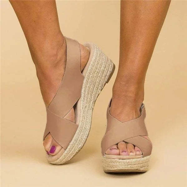 Luckweek | Orthopaedic Wedge Espadrilles in Taupe