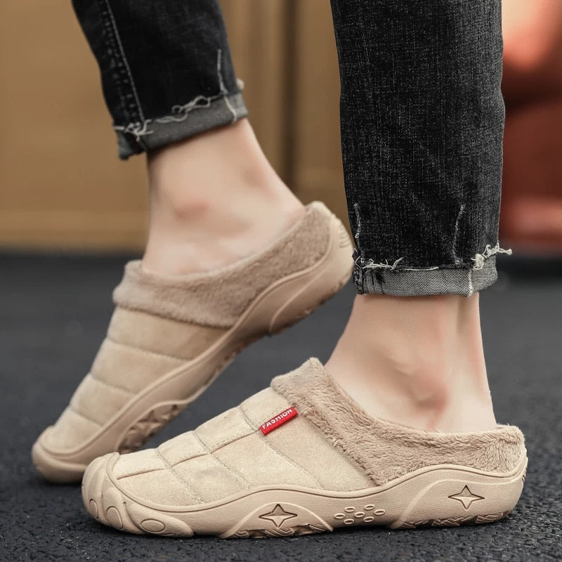Fleece Warm Slippers For Men Basic Winter Shoes