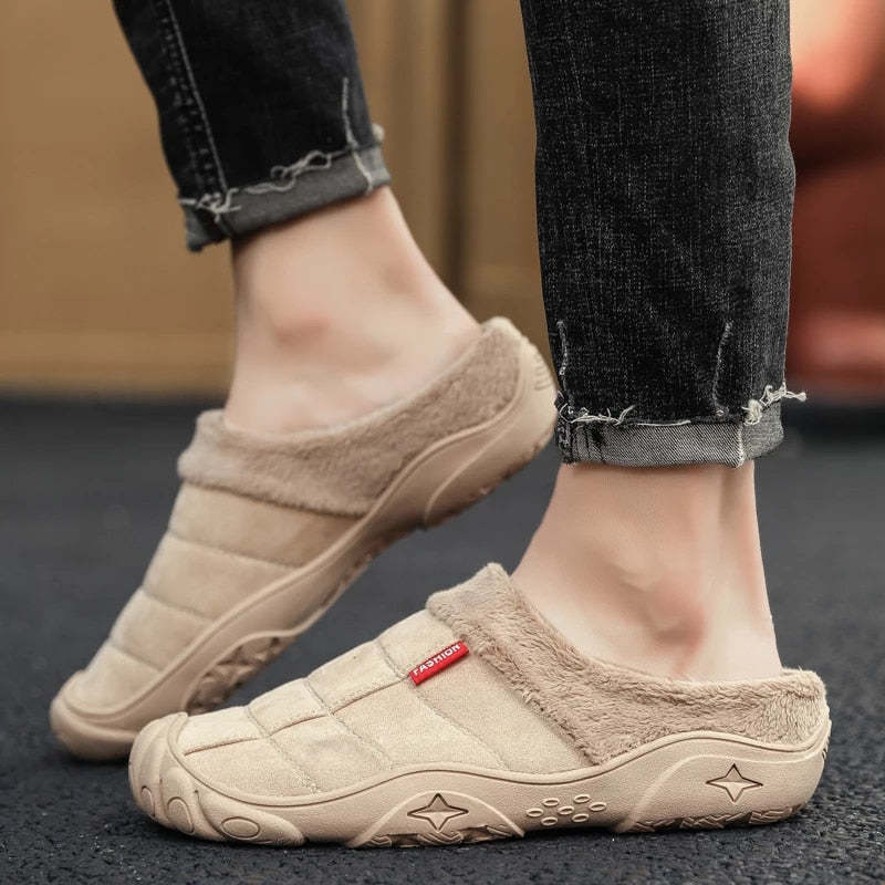 Fleece Warm Slippers For Men Basic Winter Shoes