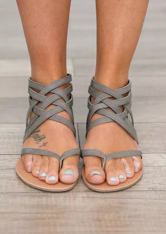 Women's Summer Cross-Tied Zipper Flat Sandals