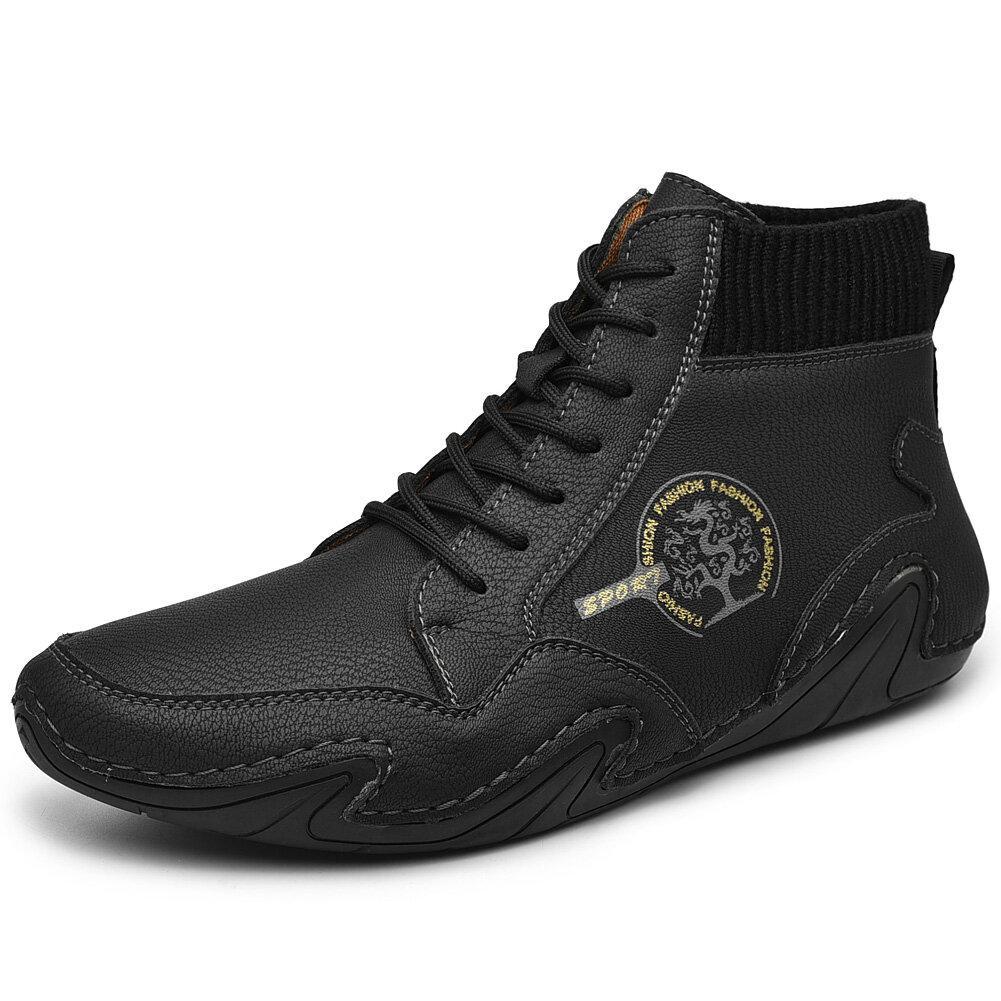 Barefoot Shoes Men's Handmade Soft Slip Resistant Lace Up Leather Ankl