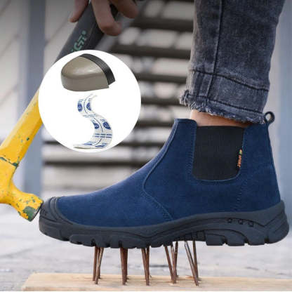 Anti-smashing Men Work Ankle Boots Suede Steel Toe Orthopedic Shoes