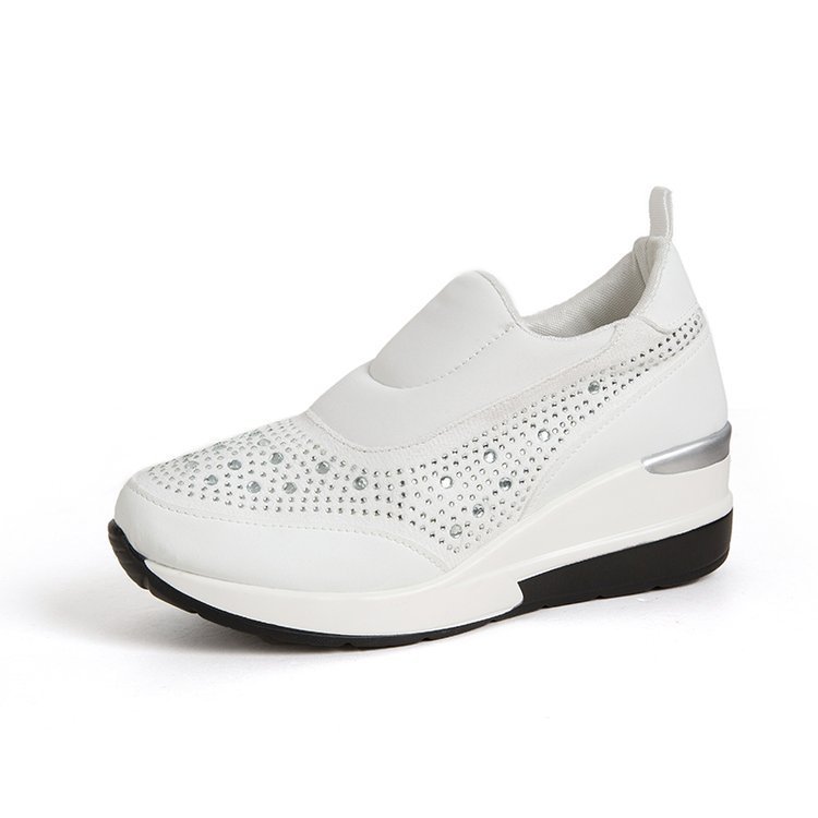Rhinestone Wedge Sneakers Light Slip On Platform Sneakers