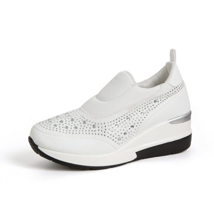 Rhinestone Wedge Sneakers Light Slip On Platform Sneakers