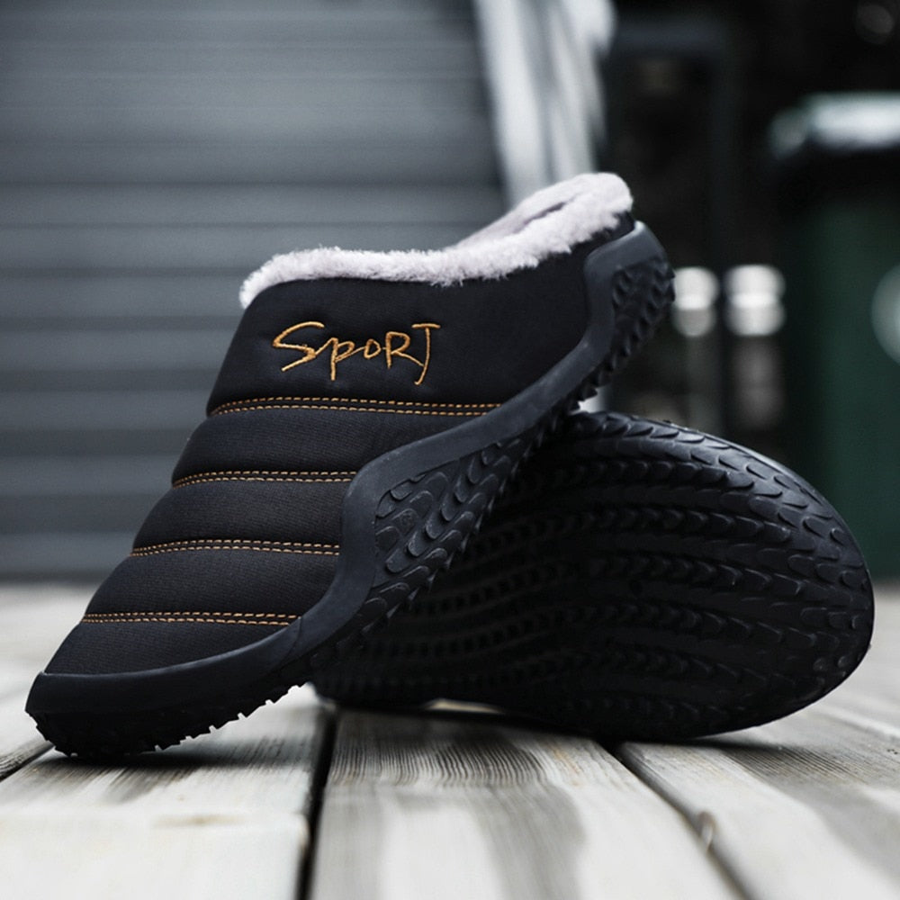 Fur Slippers For Men Warm Anti-slip Winter Shoes