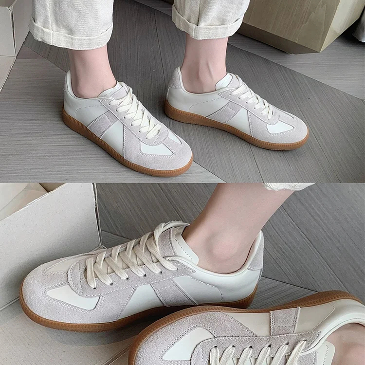 Women's White Leather Low Top Sneakers Shoes